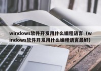 windows软件开发用什么编程语言（windows软件开发用什么编程语言最好）