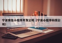 宁波微信小程序开发公司（宁波小程序科技公司）